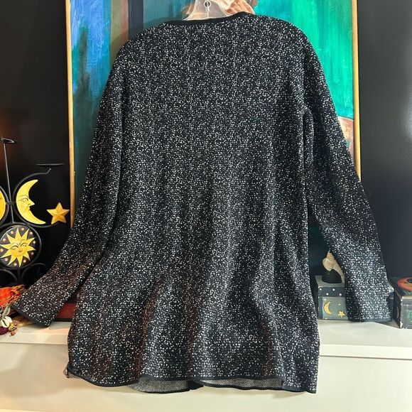 Nicole Miller Black and White Speckled Zip Up Cardigan Medium - Picture 10 of 15